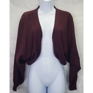 Yoana Baraschi Shrug Women's S Wool Blend Batwing Sleeve Burgundy Long Sleeve